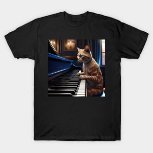 A Feline Blues Piano Player Sensation: Ramsey's Rise To Stardom T-Shirt